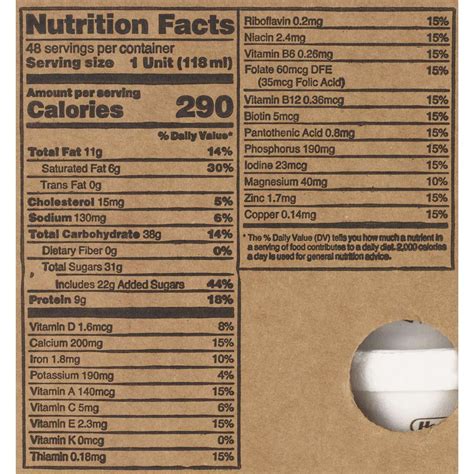 Nutritional profile of a hormel magic cup